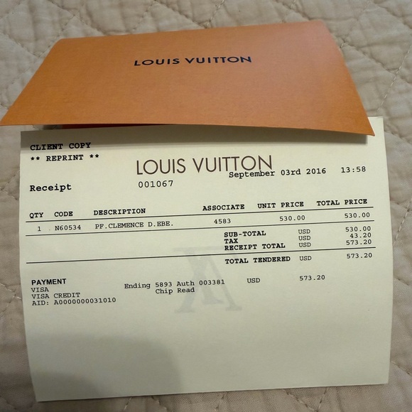Authentic Louis Vuitton Damier Ebene Clemence Wallet EUC with receipt - Picture 2 of 7